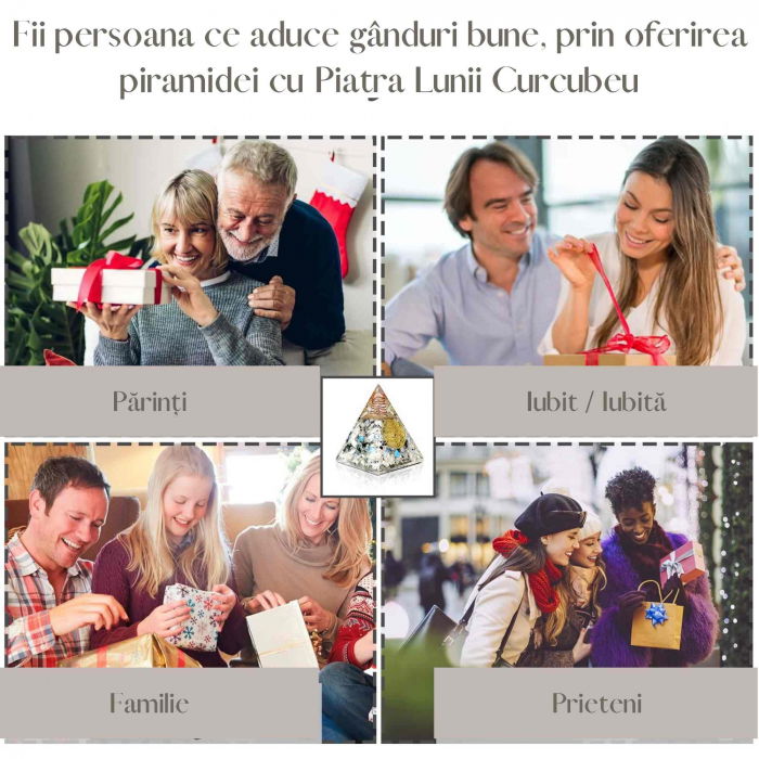 Piramida Orgonica cu Piatra lunii curcubeu si simbolul floarea vietii 8 cm – incurajeaza speranta, sensibilitatea, intuitia si abilitatile psihice [5]
