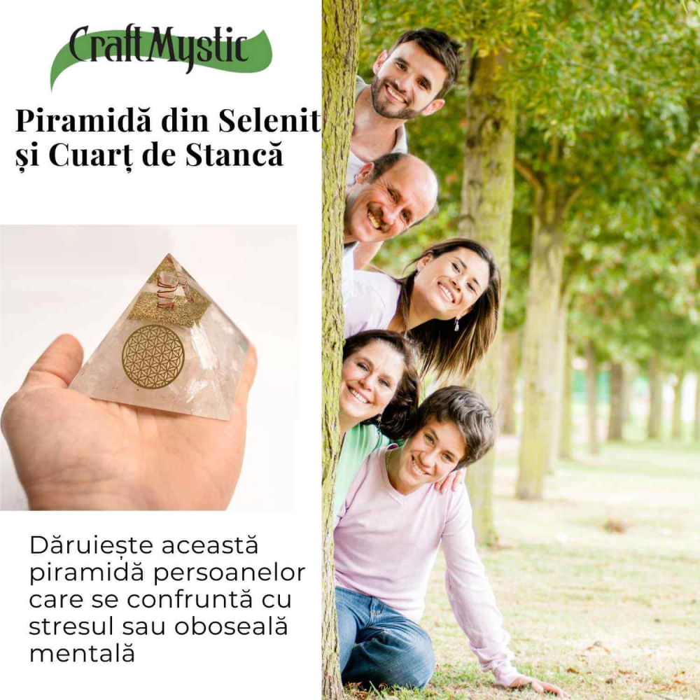 Piramida Orgonica cu Selenit si Floarea Vietii - Energizare si Protectie Naturala [9]
