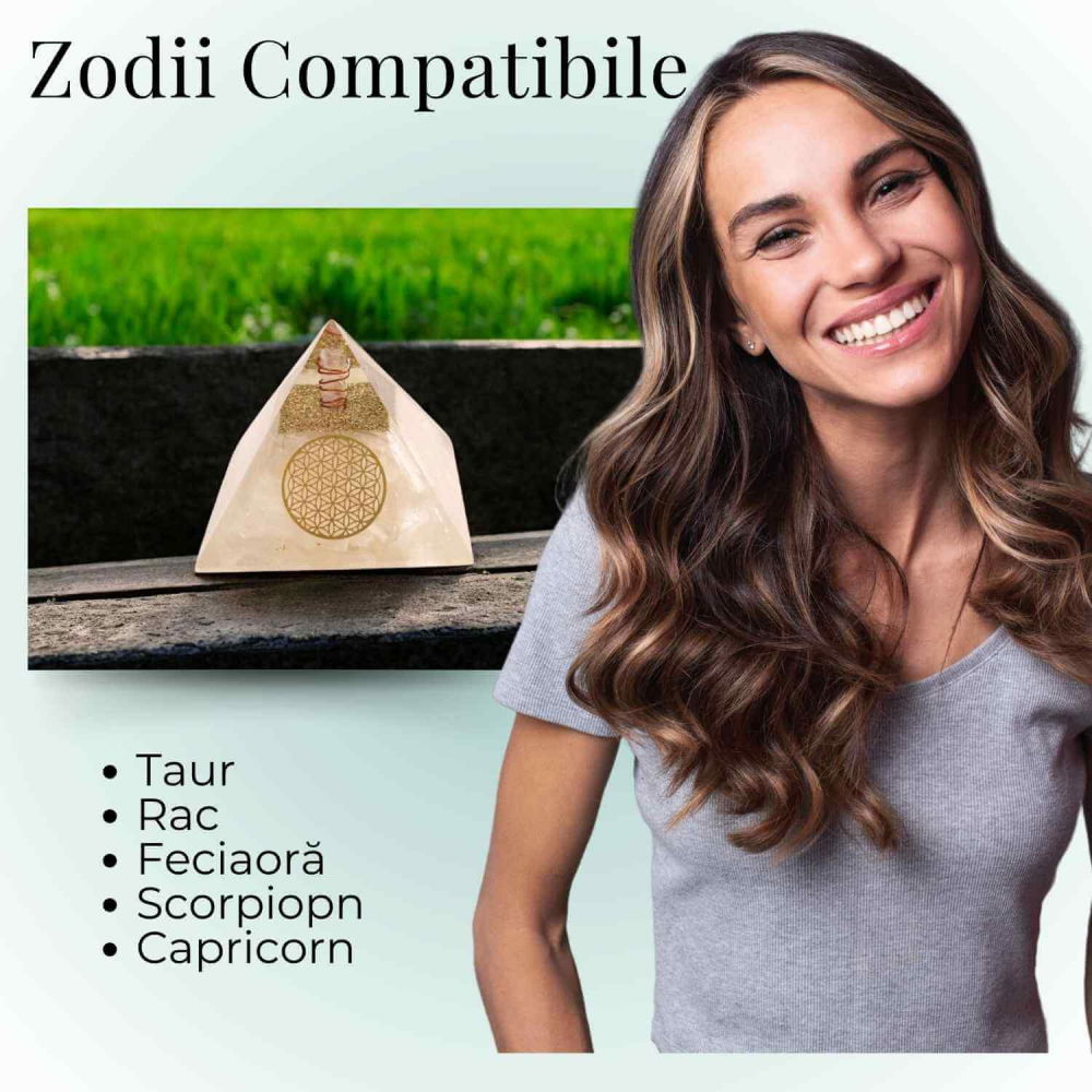 Piramida Orgonica cu Selenit si Floarea Vietii - Energizare si Protectie Naturala [5]