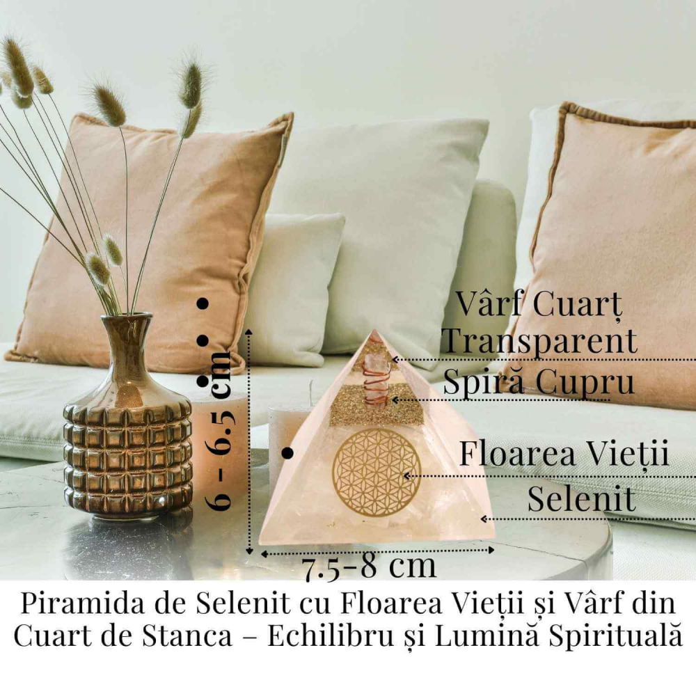 Piramida Orgonica cu Selenit si Floarea Vietii - Energizare si Protectie Naturala [4]