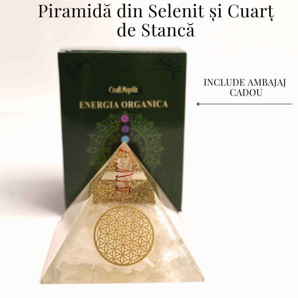 Piramida Orgonica cu Selenit si Floarea Vietii - Energizare si Protectie Naturala [7]