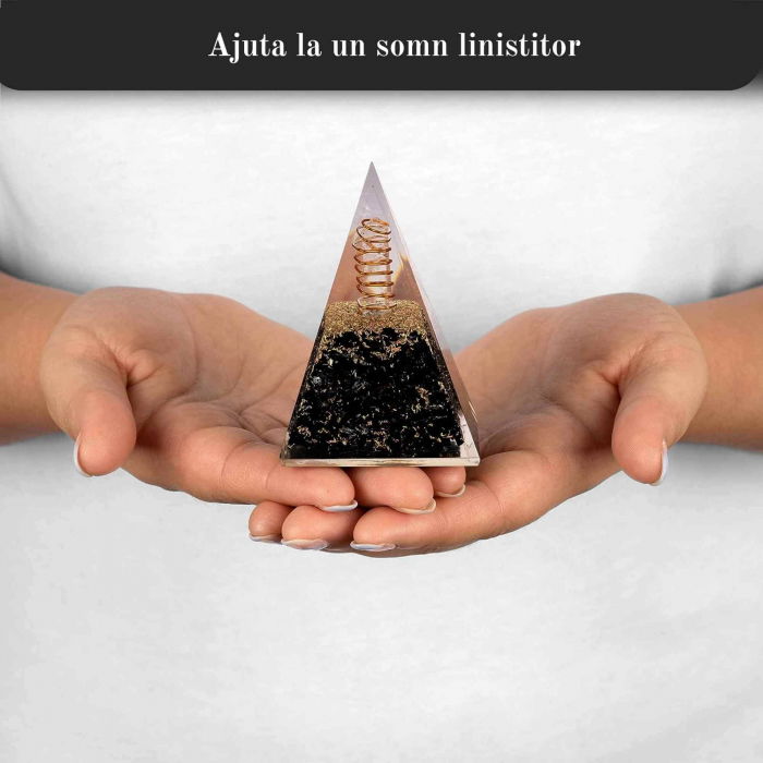 Piramida Orgonica 10 cm cu Turmalina Neagra - Cristal - Echilibrare Chakra - Generator de Energie Orgonita - Piramida Orgonita Nubiana pentru Protectie impotriva E-misiilor – Cristal Vindecator - Meditatie - Yoga [3]