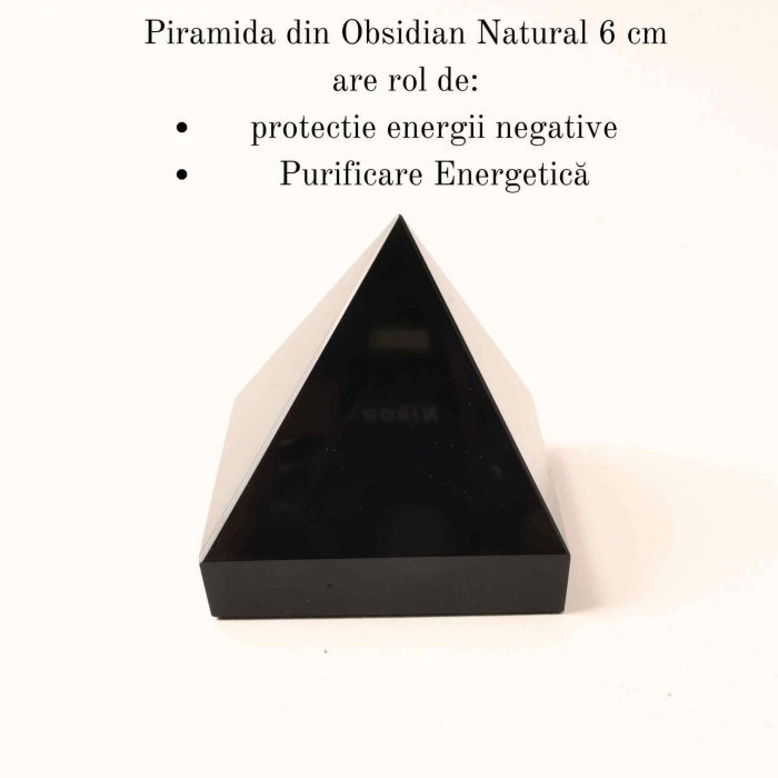 Piramida de Obsidian Natural, 60 mm - Protectie si Purificare Energetica [2]