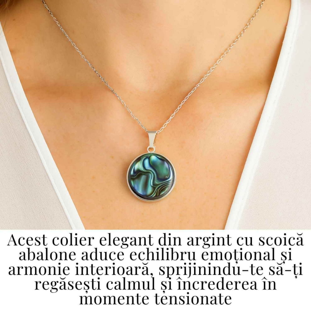 Armonie Interioara si Energie Oceanica – Colier Rotund cu Scoica Abalone si Argint 925 [2]