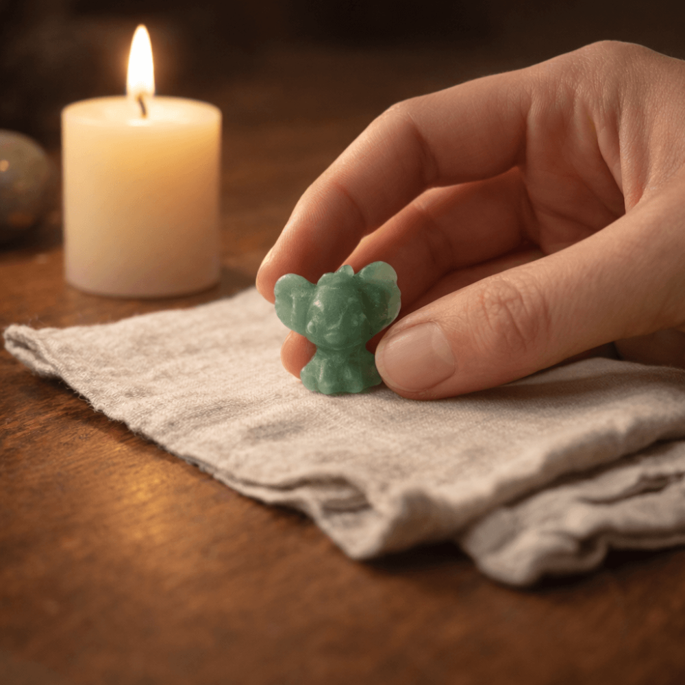 Figurina din aventurin verde, pastratoare de speranta si echilibru interior. [2]