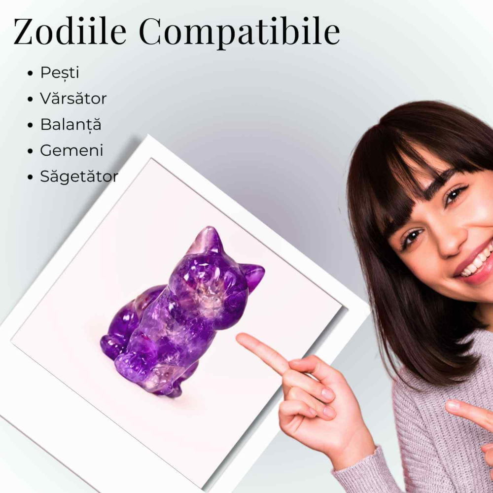 Figurina Pisica din Ametist – Protectie Spirituala, Intuitie si Liniste Interioara [4]