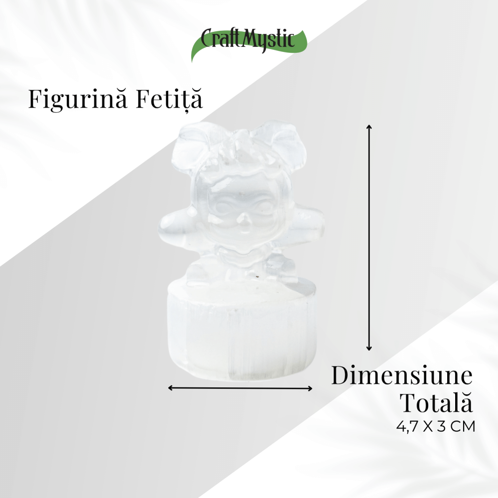 Figurina Fetita din Selenit Natural Marocan cu Suport – Sculptura Decorativa pentru Liniste si Purificare Energetica [4]
