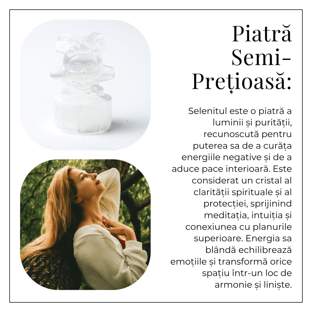 Figurina Fetita din Selenit Natural Marocan cu Suport – Sculptura Decorativa pentru Liniste si Purificare Energetica [6]