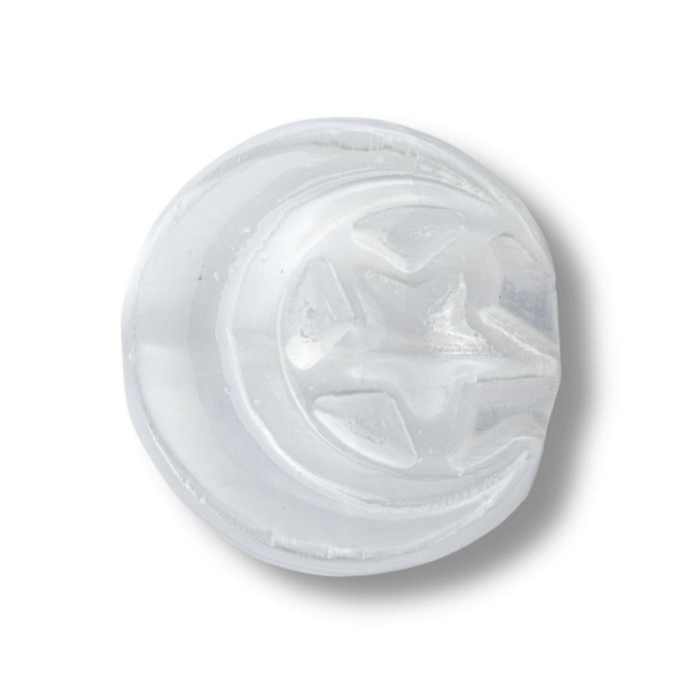 Placa Decorativa din Selenit Natural 5.5cm – Model Luna si Stele pentru Armonie si Claritate Energetica [1]