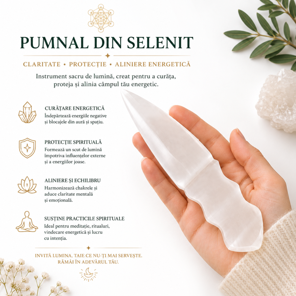 Pumnal din Selenit Natural – Purificare, Claritate si Armonie Energetica [2]