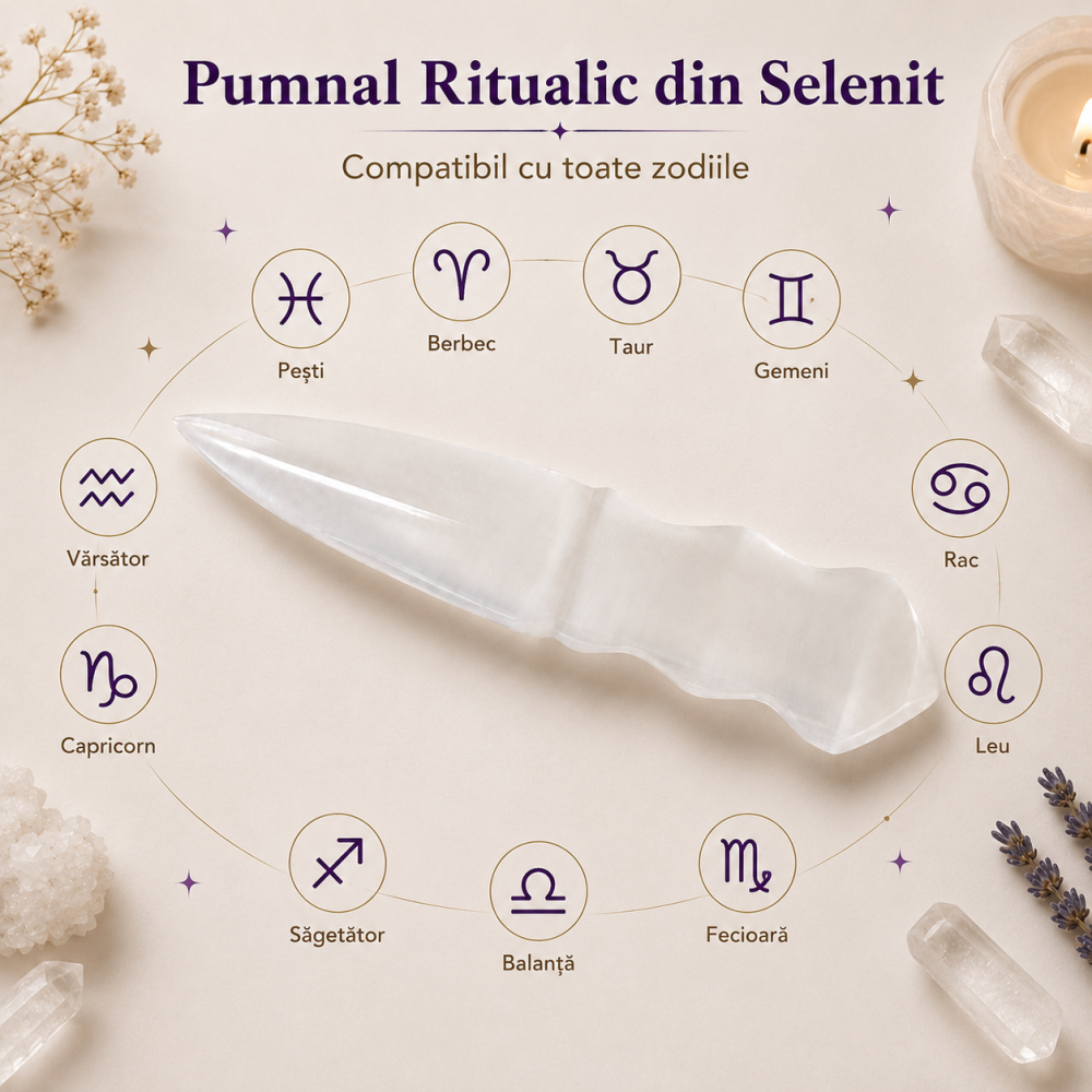 Pumnal din Selenit Natural – Purificare, Claritate si Armonie Energetica [4]