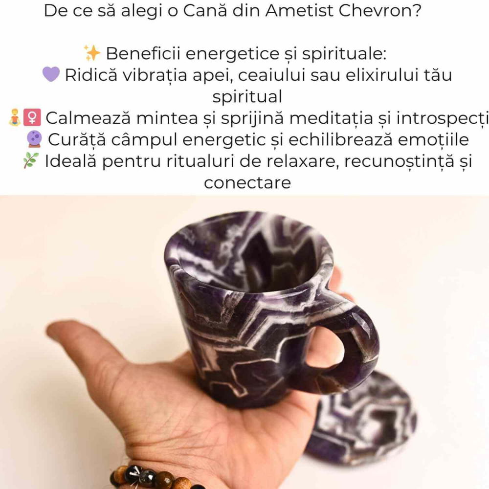 Cana din Ametist Chevron cu suport – Un ritual al rafinamentului spiritual [3]