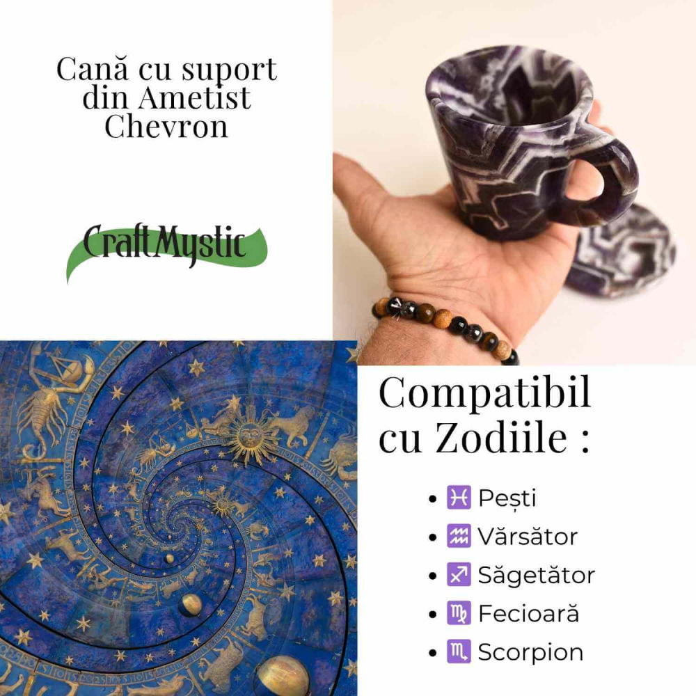 Cana din Ametist Chevron cu suport – Un ritual al rafinamentului spiritual [4]