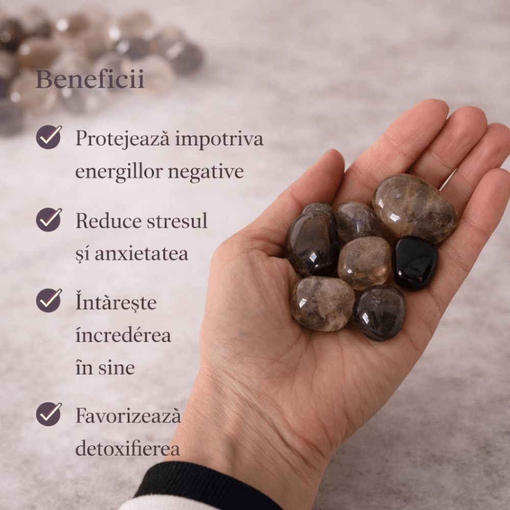 Pietre rulate de cuart fumuriu pentru momente de echilibru si reconectare [3]