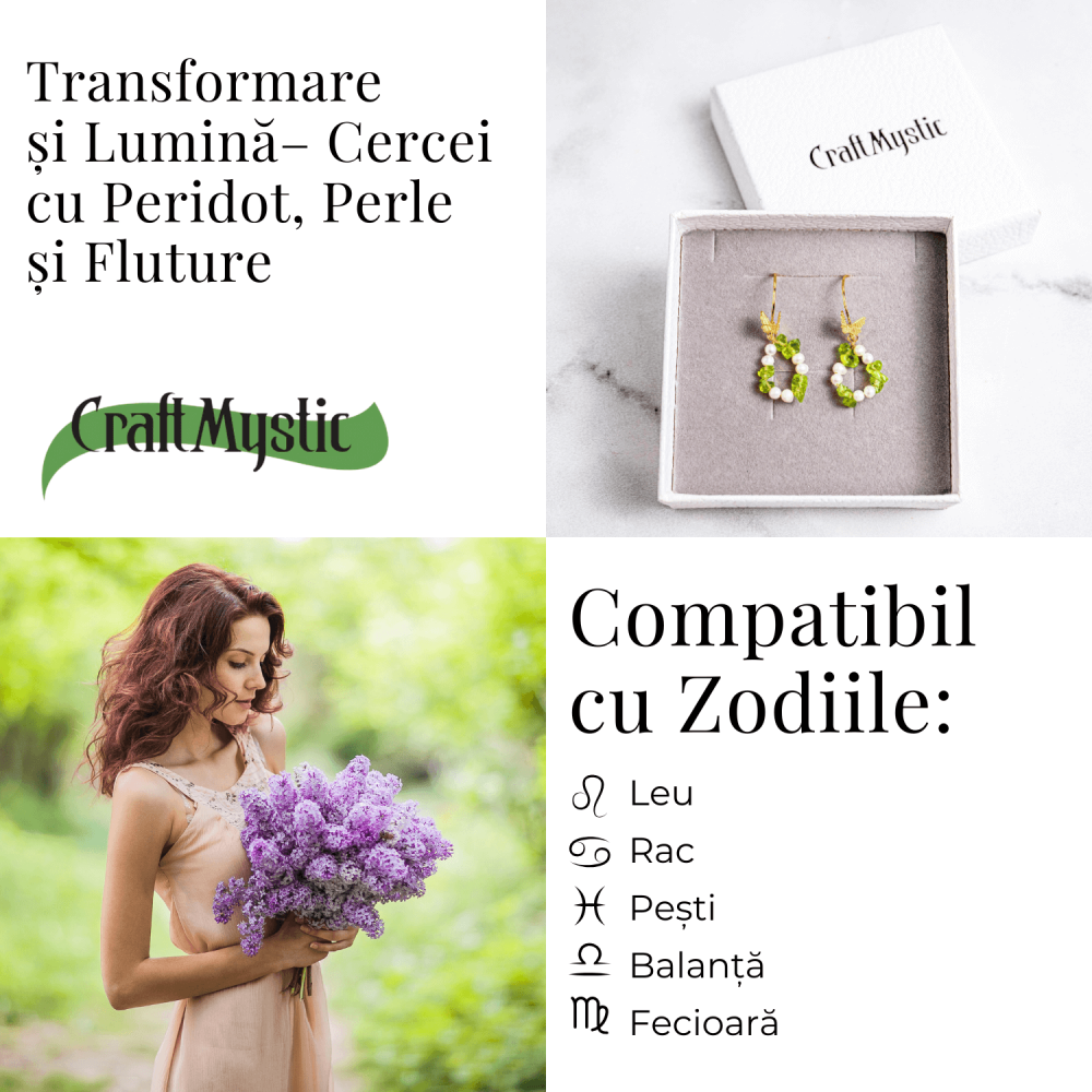 Transformare si Lumina – Cercei cu Peridot, Perle si Fluture [5]