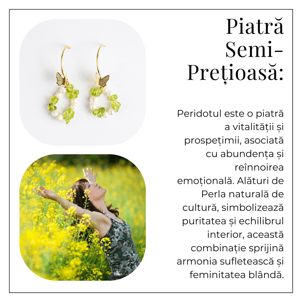 Transformare si Lumina – Cercei cu Peridot, Perle si Fluture [6]