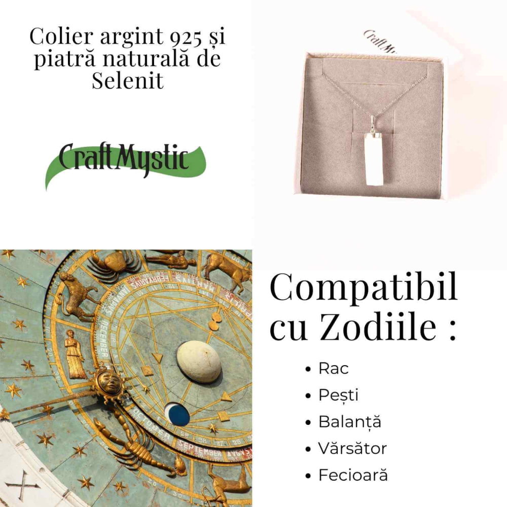 Colier Argint 925 cu Selenit Brut – Lumina Purificarii si Claritatii Interioare [4]