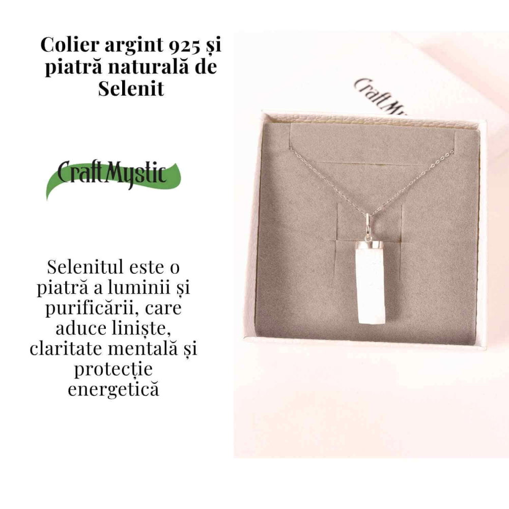 Colier Argint 925 cu Selenit Brut – Lumina Purificarii si Claritatii Interioare [3]