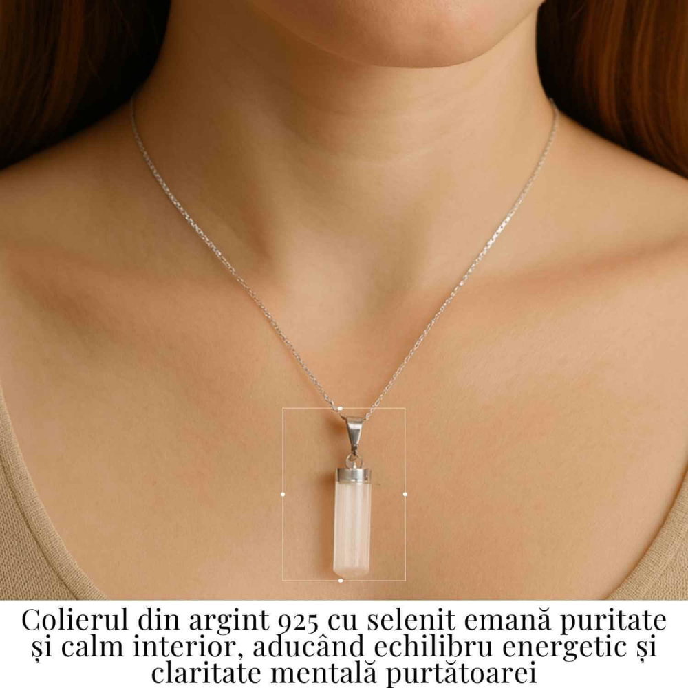 Colier Argint 925 cu Selenit Brut – Lumina Purificarii si Claritatii Interioare [2]