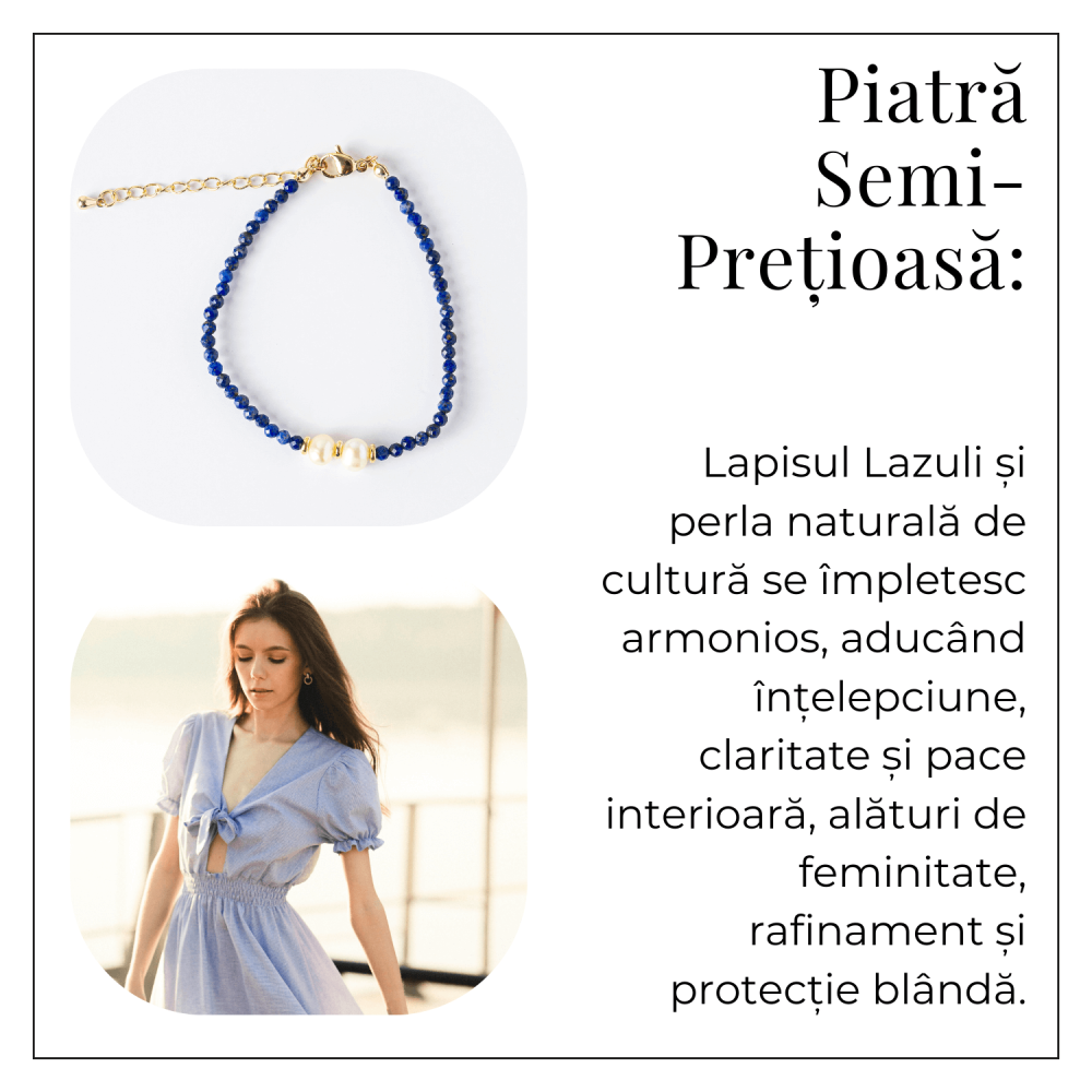 Intelegere si Claritate – Bratara din Lapis Lazuli Fatetat si Perle Naturale de Cultura [6]