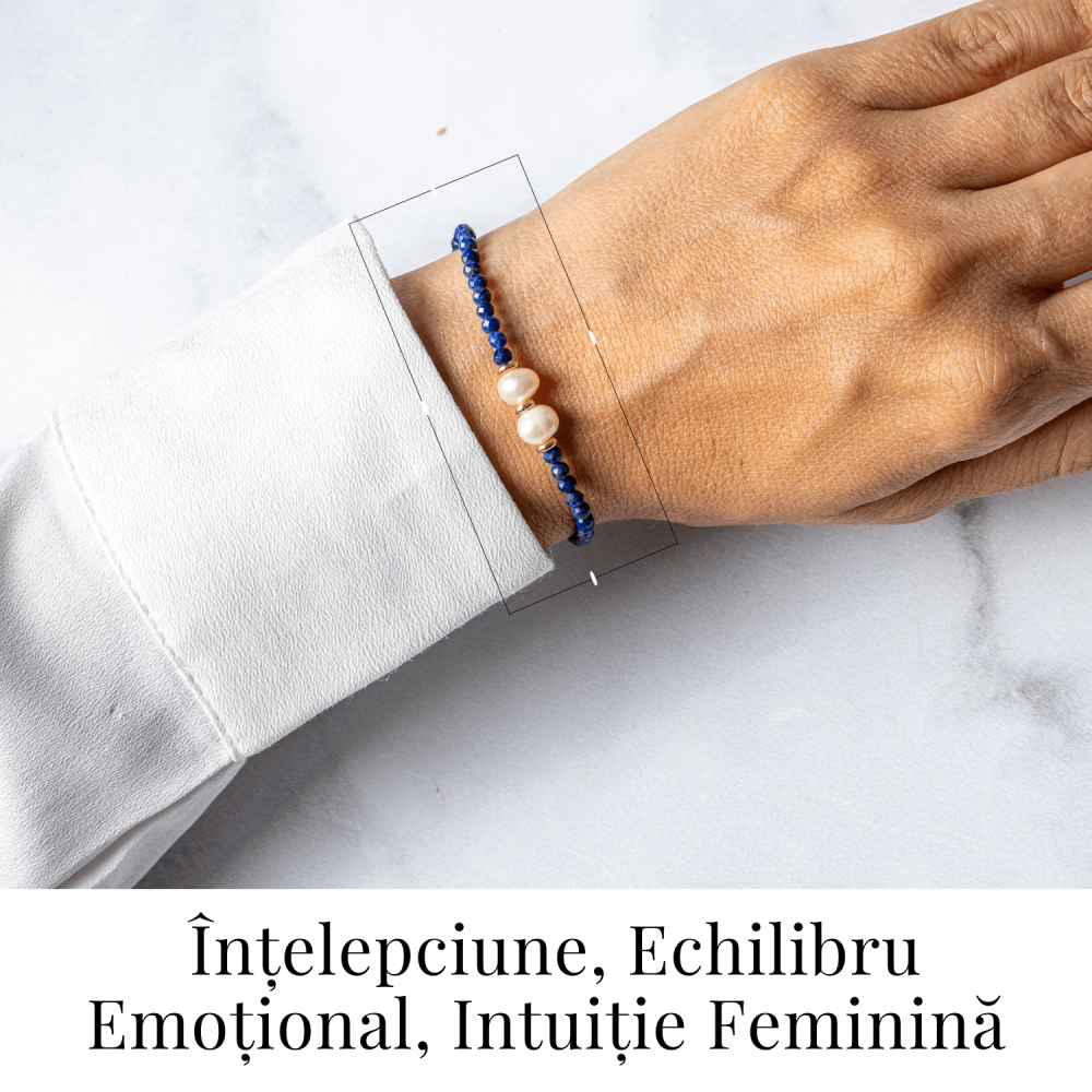 Intelegere si Claritate – Bratara din Lapis Lazuli Fatetat si Perle Naturale de Cultura [2]