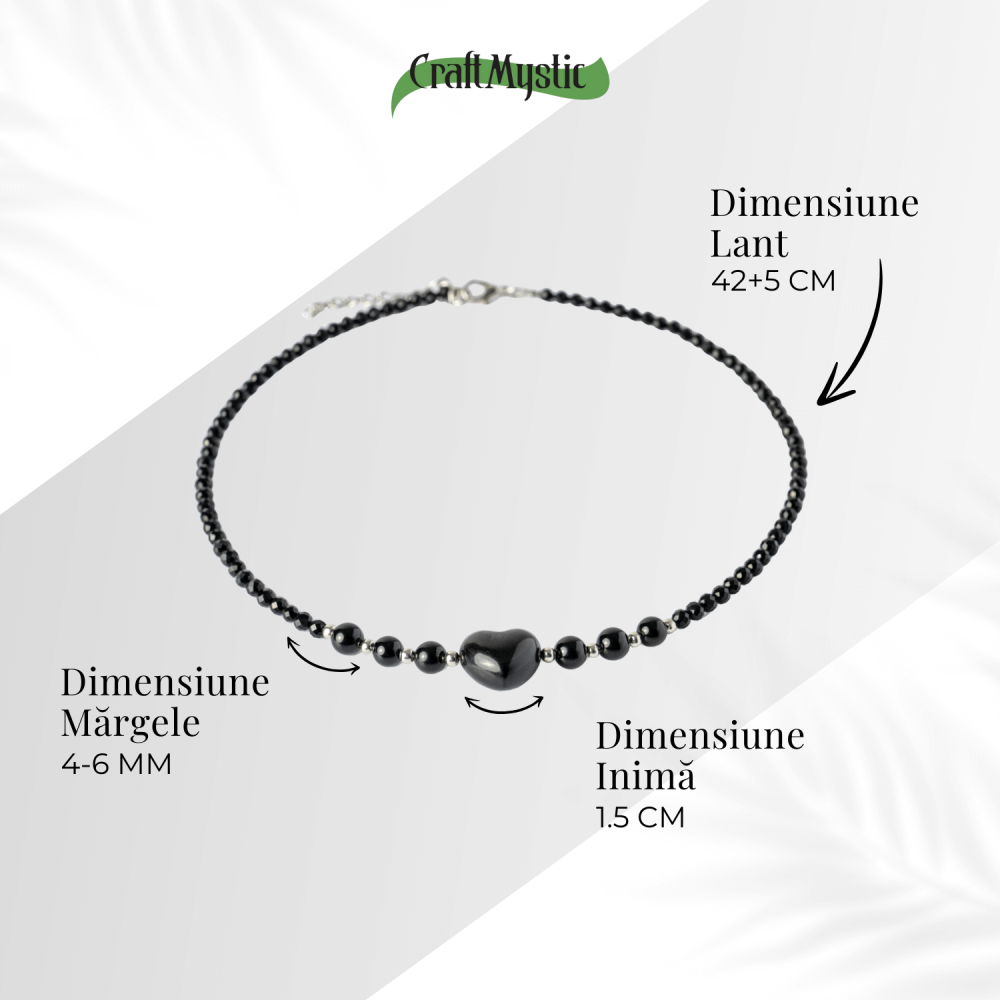 Protectie si Echilibru – Colier Inimă din Obsidian de Gheata si Obsidian Natural [5]