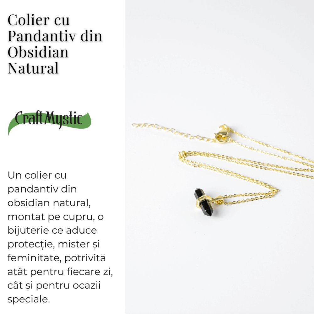 Protectie si Echilibru – Colier din Obsidian Natural pe Lant de Cupru [3]