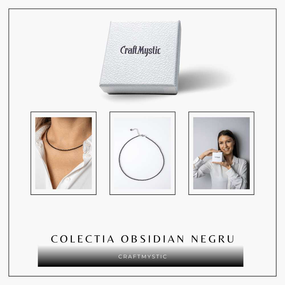 Protectie si Claritate – Choker din Otel Inoxidabil cu Obsidian Natural Fatetat [8]