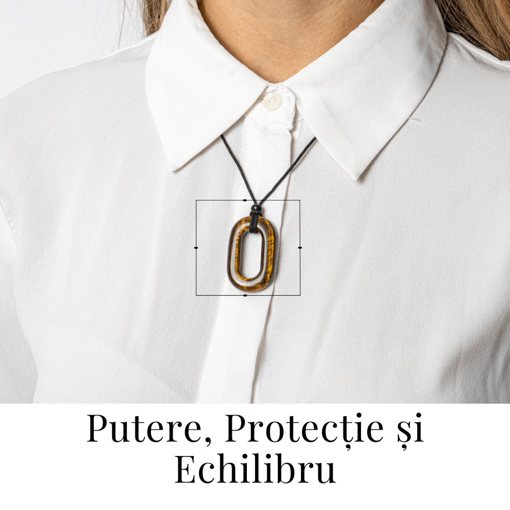 Colier cu Pandantiv Oval din Ochi de Tigru Natural – Putere si Protectie [2]