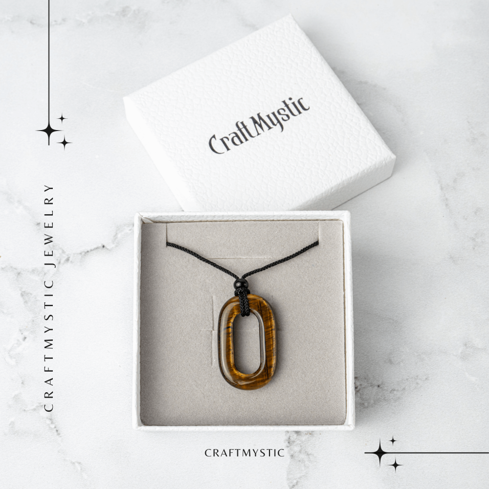 Colier cu Pandantiv Oval din Ochi de Tigru Natural – Putere si Protectie [7]