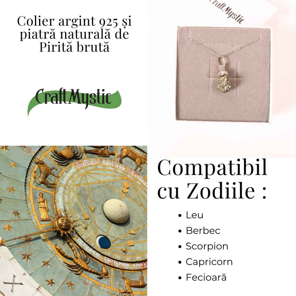 Colier Argint 925 cu Piatra Naturala de Pirita Bruta – Protectie si Energie Abundenta [5]