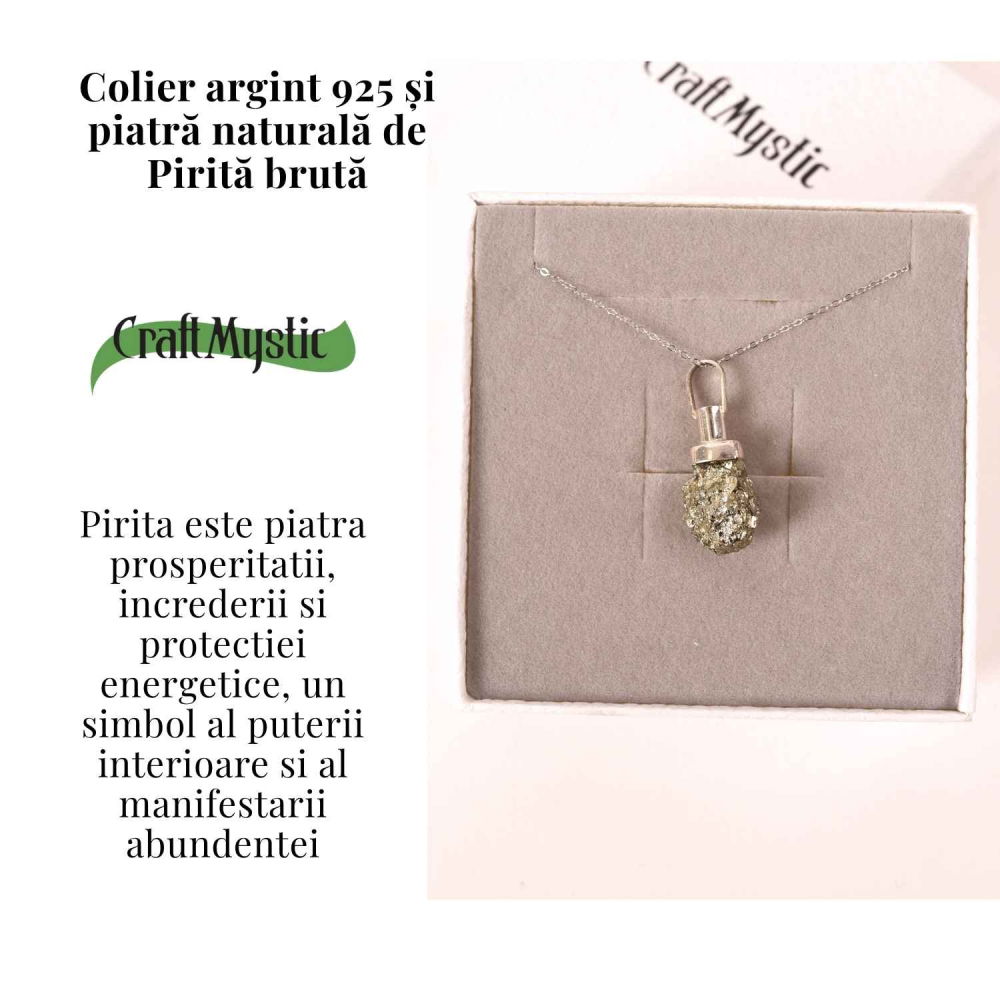 Colier Argint 925 cu Piatra Naturala de Pirita Bruta – Protectie si Energie Abundenta [3]