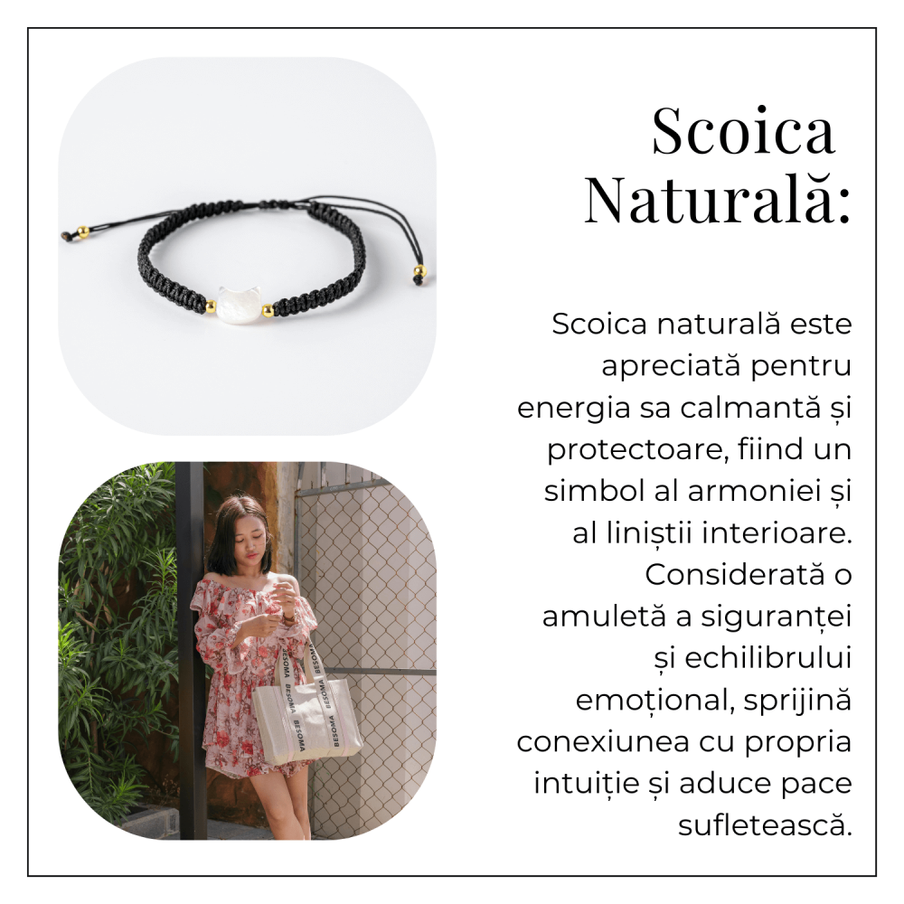 Energie Pozitiva si Puritate – Bratara cu Charm Pisica din Scoica Naturala Alba [6]