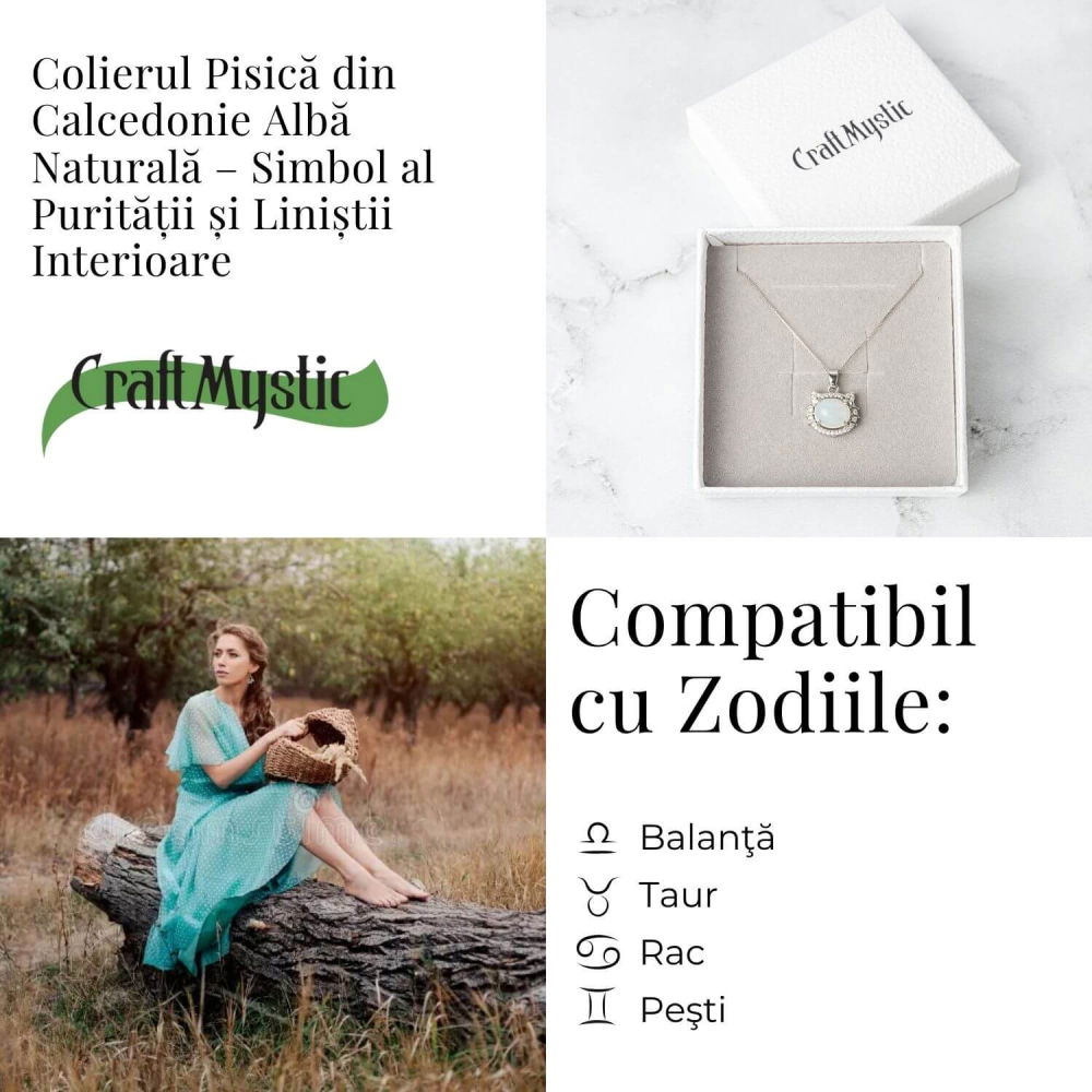 Puritate si Liniste – Colier Fulgi de Nea din Otel Inoxidabil cu Calcedonie Alba Naturala [5]