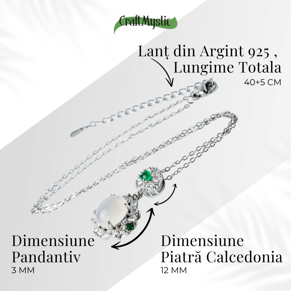 Colier cu Calcedonie Alba si Accente Verzi – Claritate si Echilibru Emotional [5]