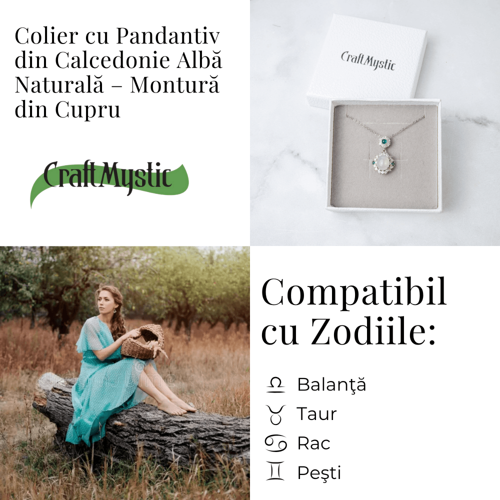 Colier cu Calcedonie Alba si Accente Verzi – Claritate si Echilibru Emotional [4]