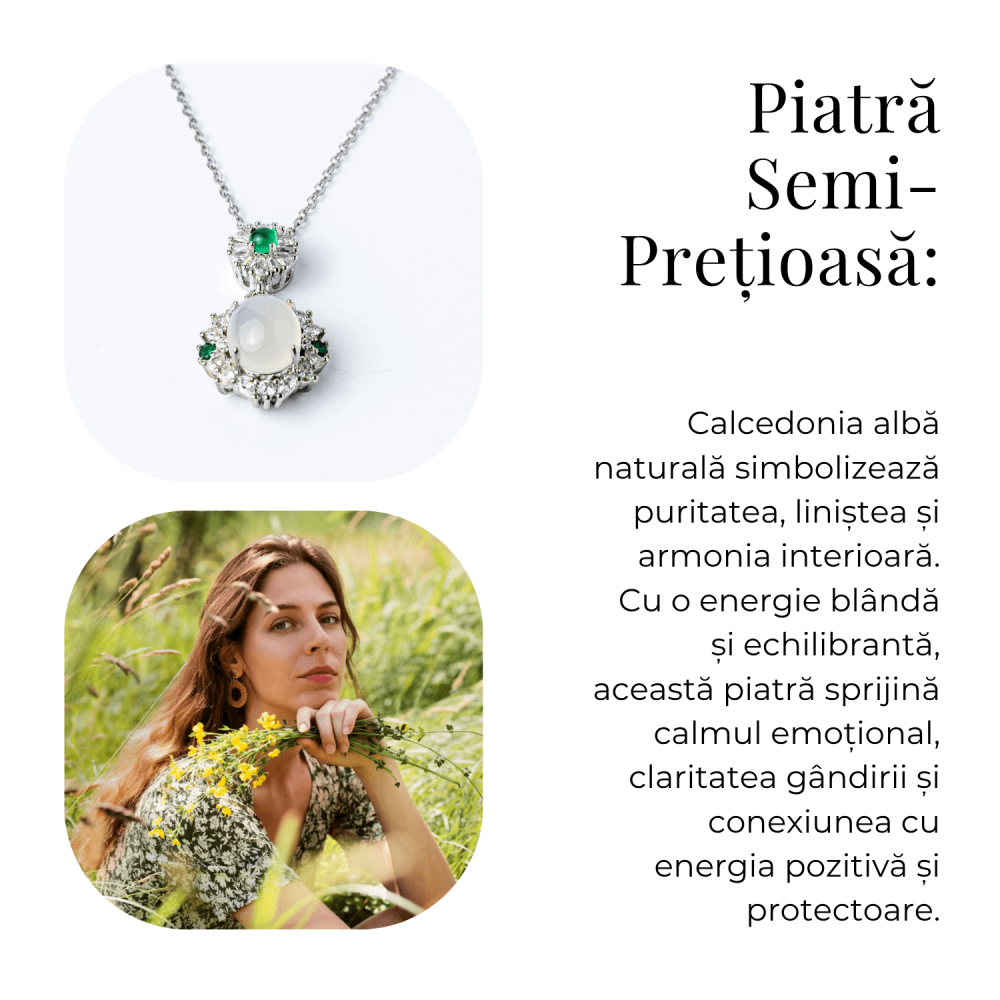 Colier cu Calcedonie Alba si Accente Verzi – Claritate si Echilibru Emotional [6]