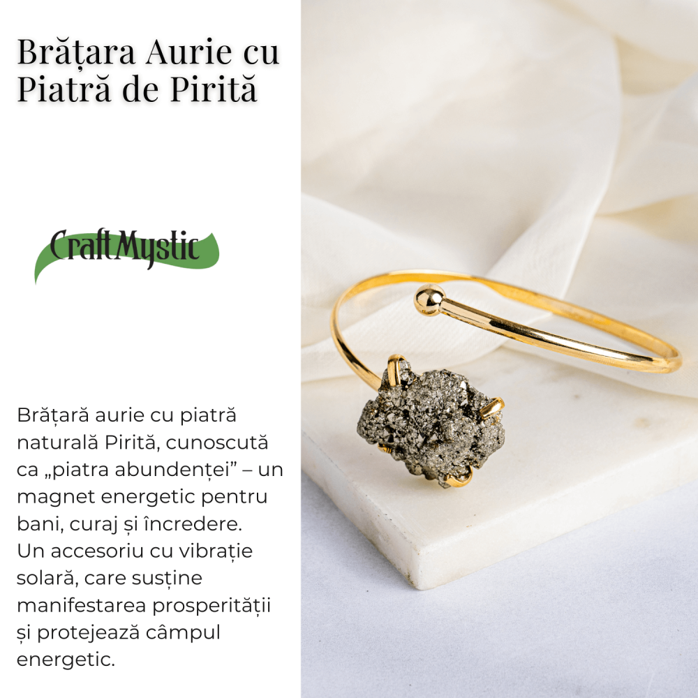 Magnet pentru bani si energie – Bratara aurie cu piatra de pirita [3]