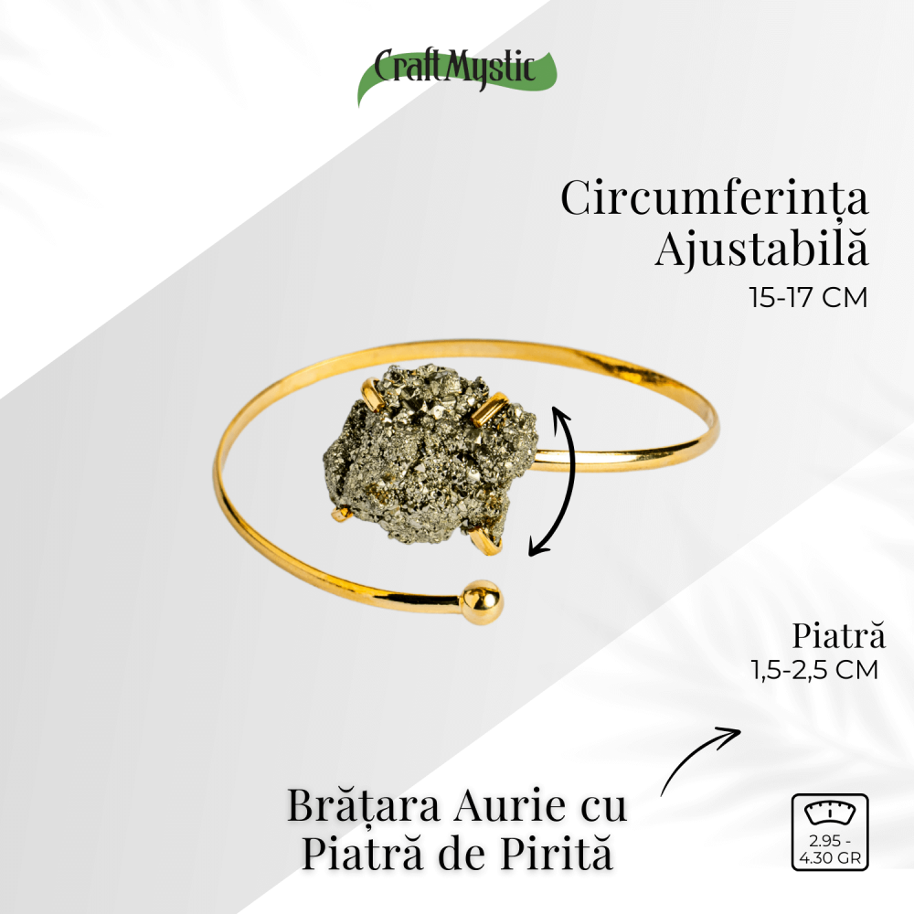 Magnet pentru bani si energie – Bratara aurie cu piatra de pirita [4]