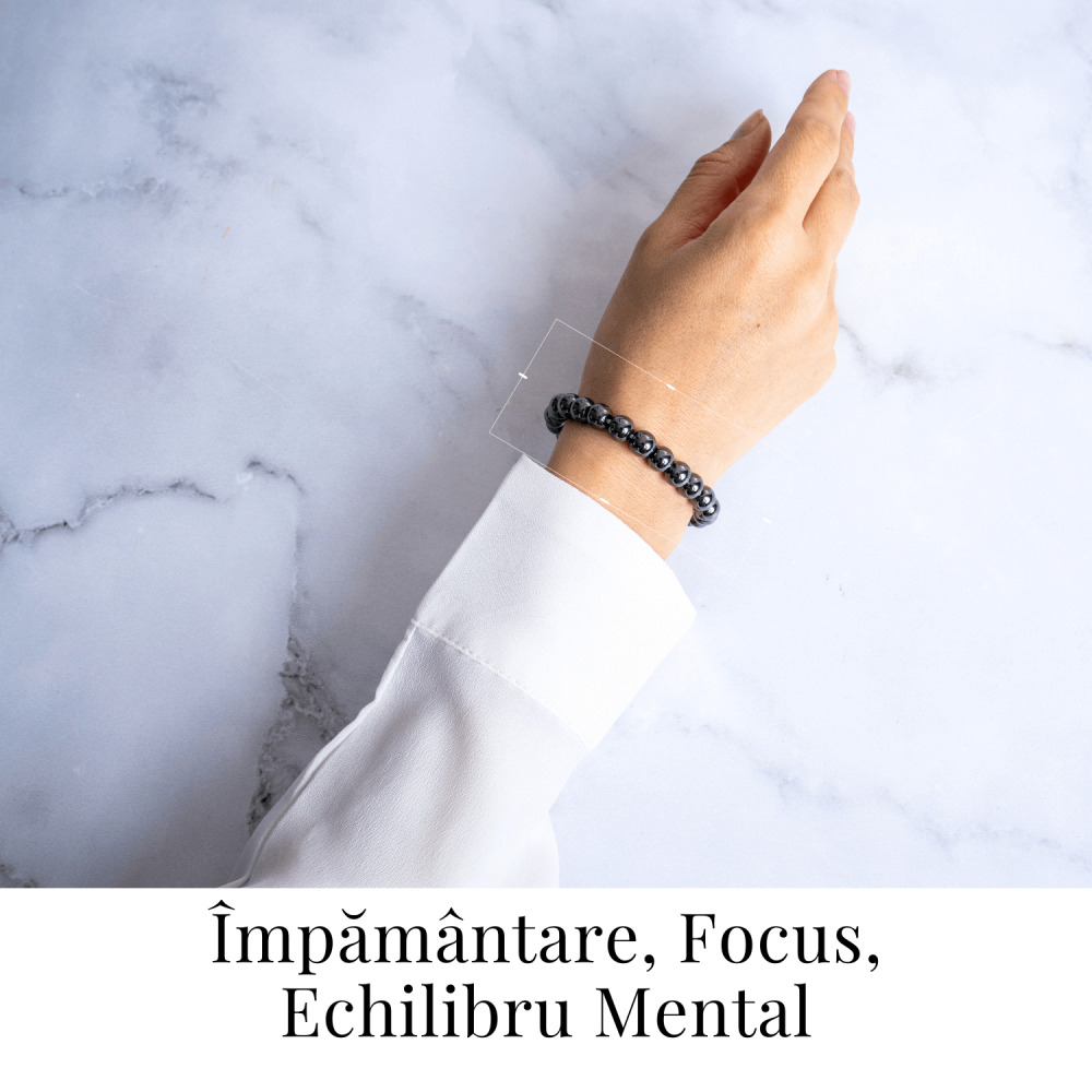 Bratara cu Hematit 8 mm Impamantare si Focus – Unisex, minimalista, puternica [2]