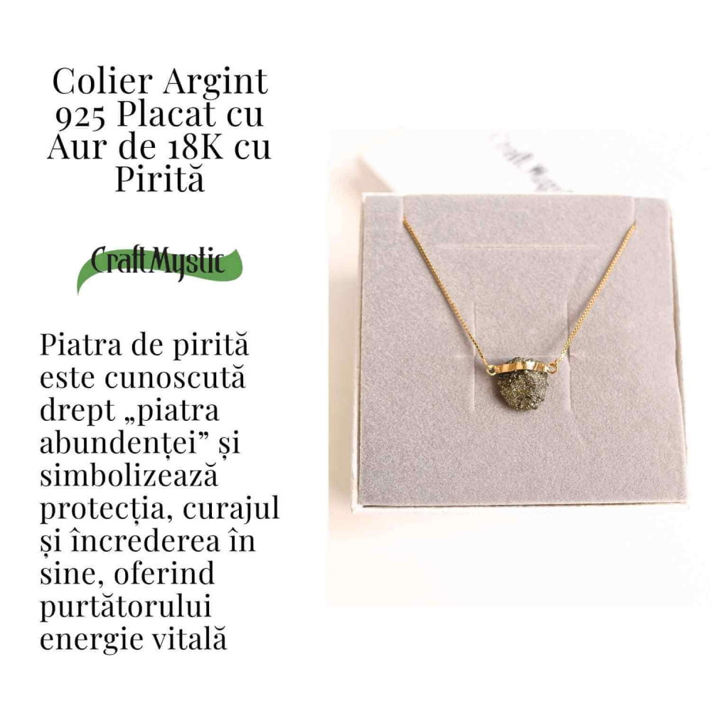 Protectie si Incredere Zilnica – Colier cu Pirita si Argint 925 placat cu aur 18K [3]