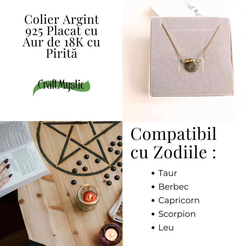 Protectie si Incredere Zilnica – Colier cu Pirita si Argint 925 placat cu aur 18K [4]