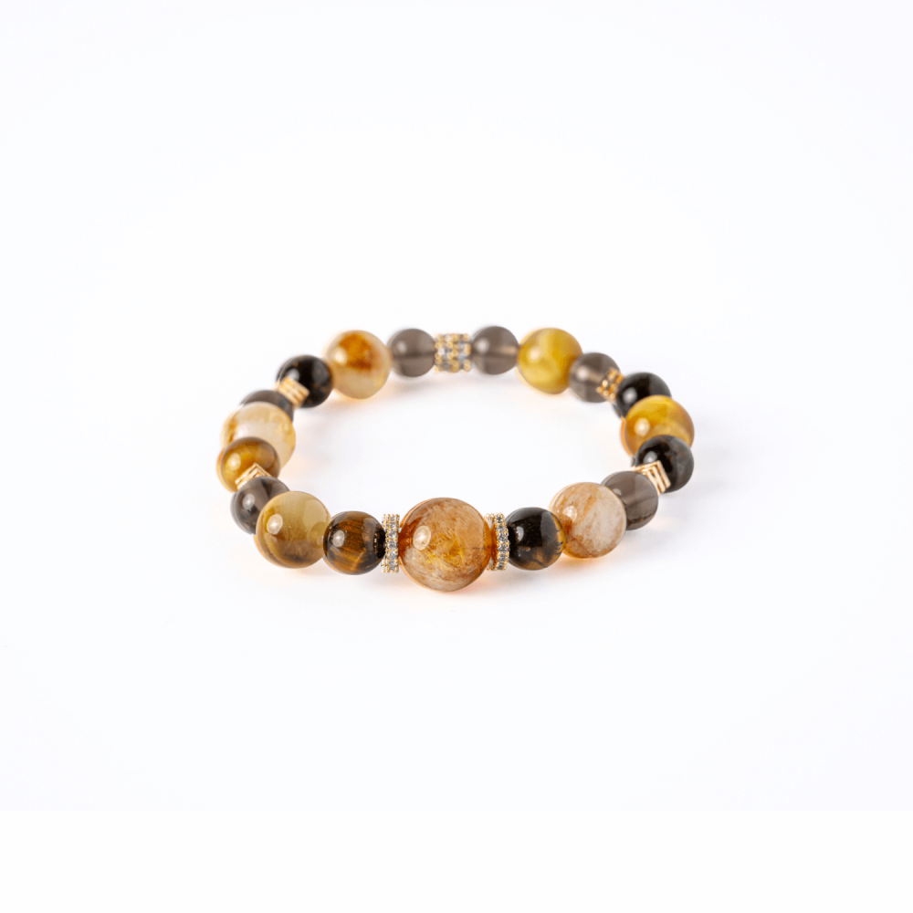 Energie si Abundenta – Bratara din Ochi de Tigru Auriu, Ochi de Tigru, Citrin si Cuart Fumuriu Natural [9]