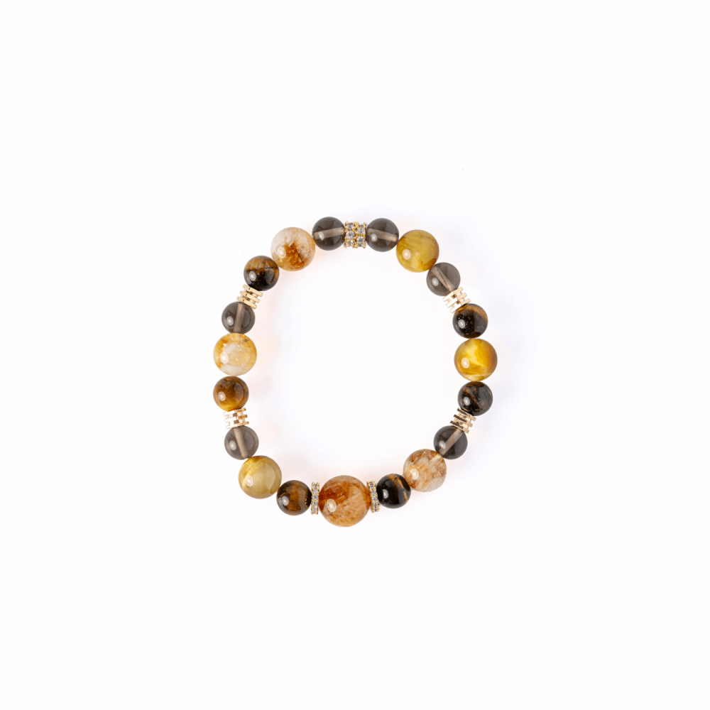 Energie si Abundenta – Bratara din Ochi de Tigru Auriu, Ochi de Tigru, Citrin si Cuart Fumuriu Natural [10]
