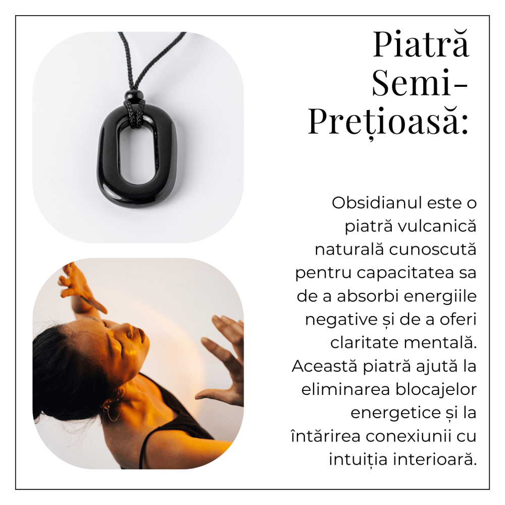 Colier cu Pandantiv Oval din Obsidian Natural – Piatra Protectoare [6]