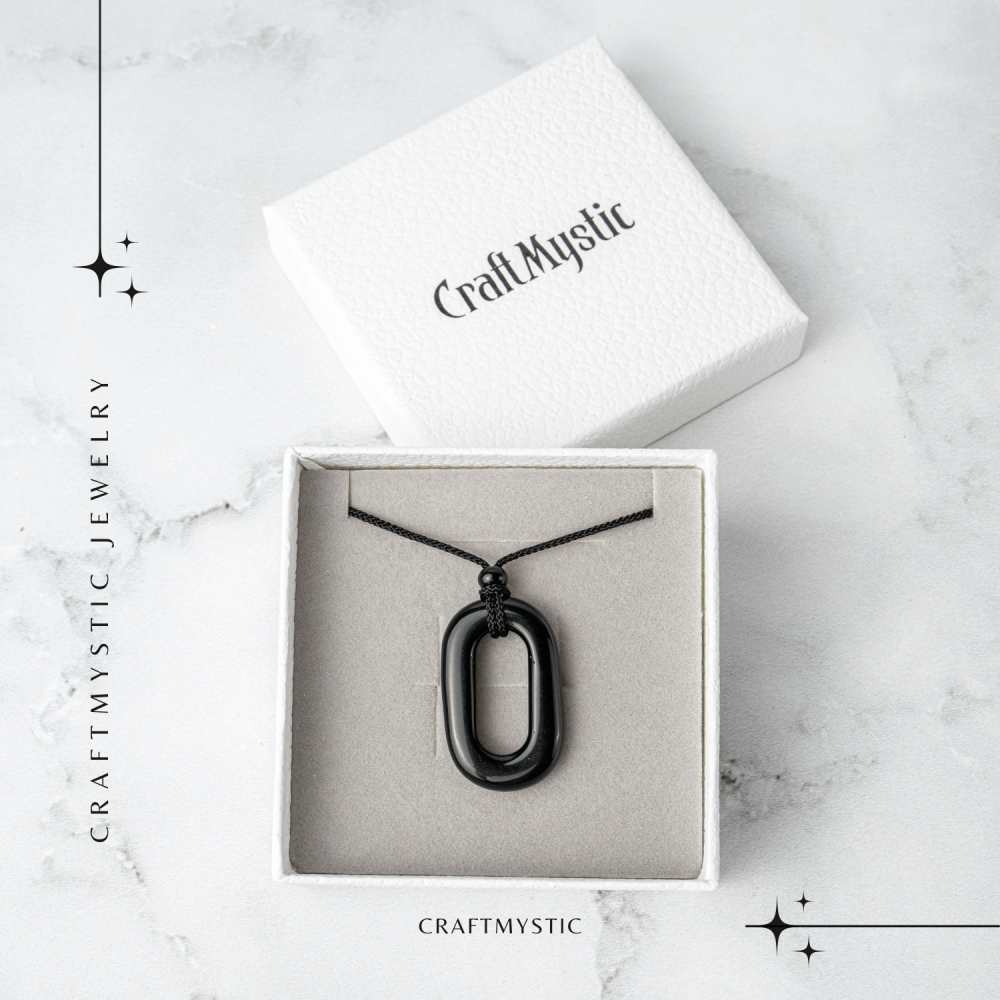 Colier cu Pandantiv Oval din Obsidian Natural – Piatra Protectoare [7]