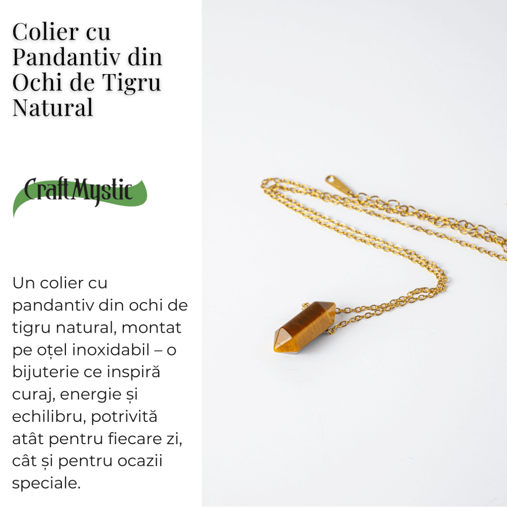 Protectie si Energie – Colier din Ochi de Tigru Natural cu Lant din Otel Inoxidabil [3]