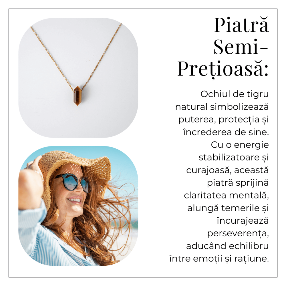 Protectie si Energie – Colier din Ochi de Tigru Natural cu Lant din Otel Inoxidabil [6]