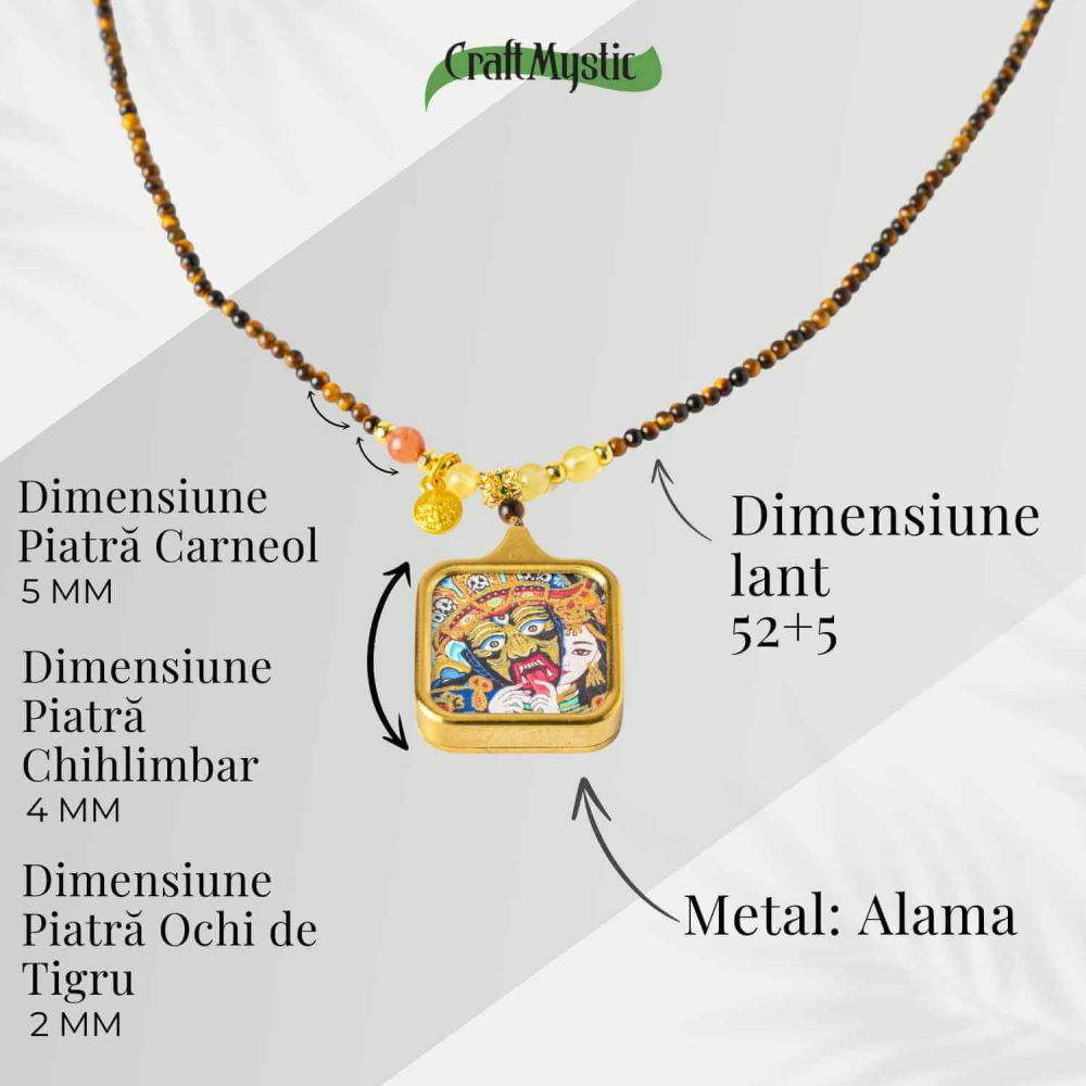 Putere si Protectie – Colier Zaki Ram Tangka cu Ochi de Tigru Natural [4]