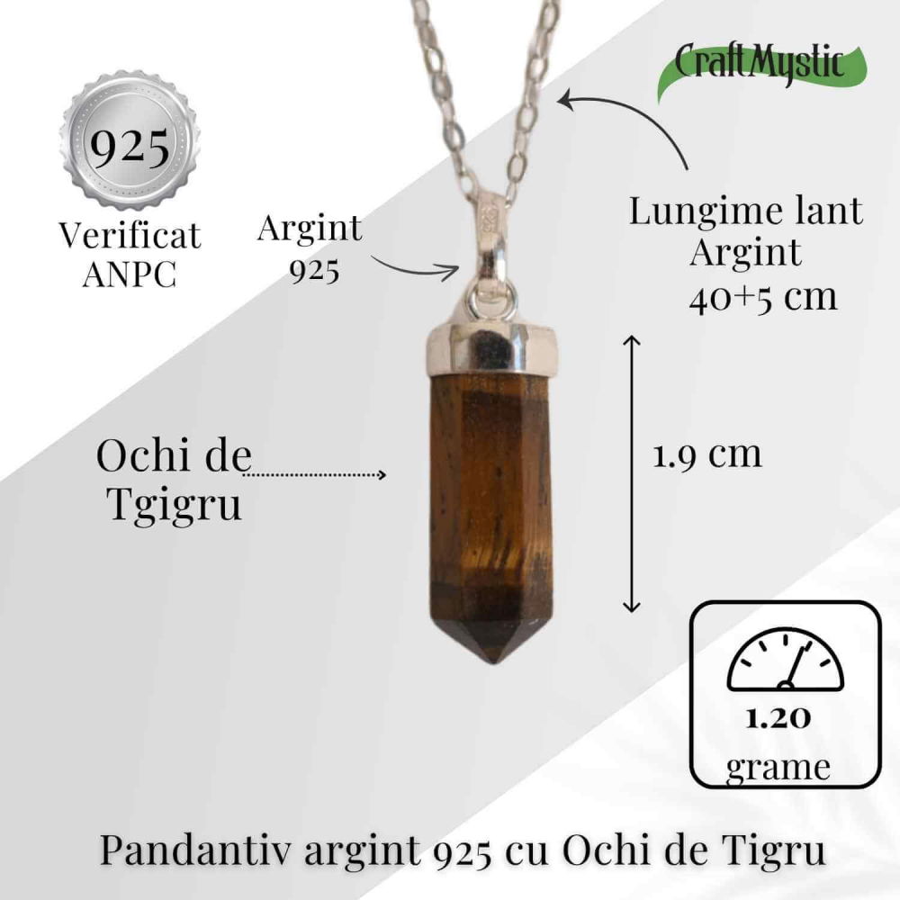 Putere si Protectie Zilnica – Colier Turnulet din Argint 925 cu Ochi de Tigru [5]